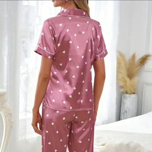 Women's Heart Print Pajama Set, Sleepwear and loungewear - Picture 3 of 6